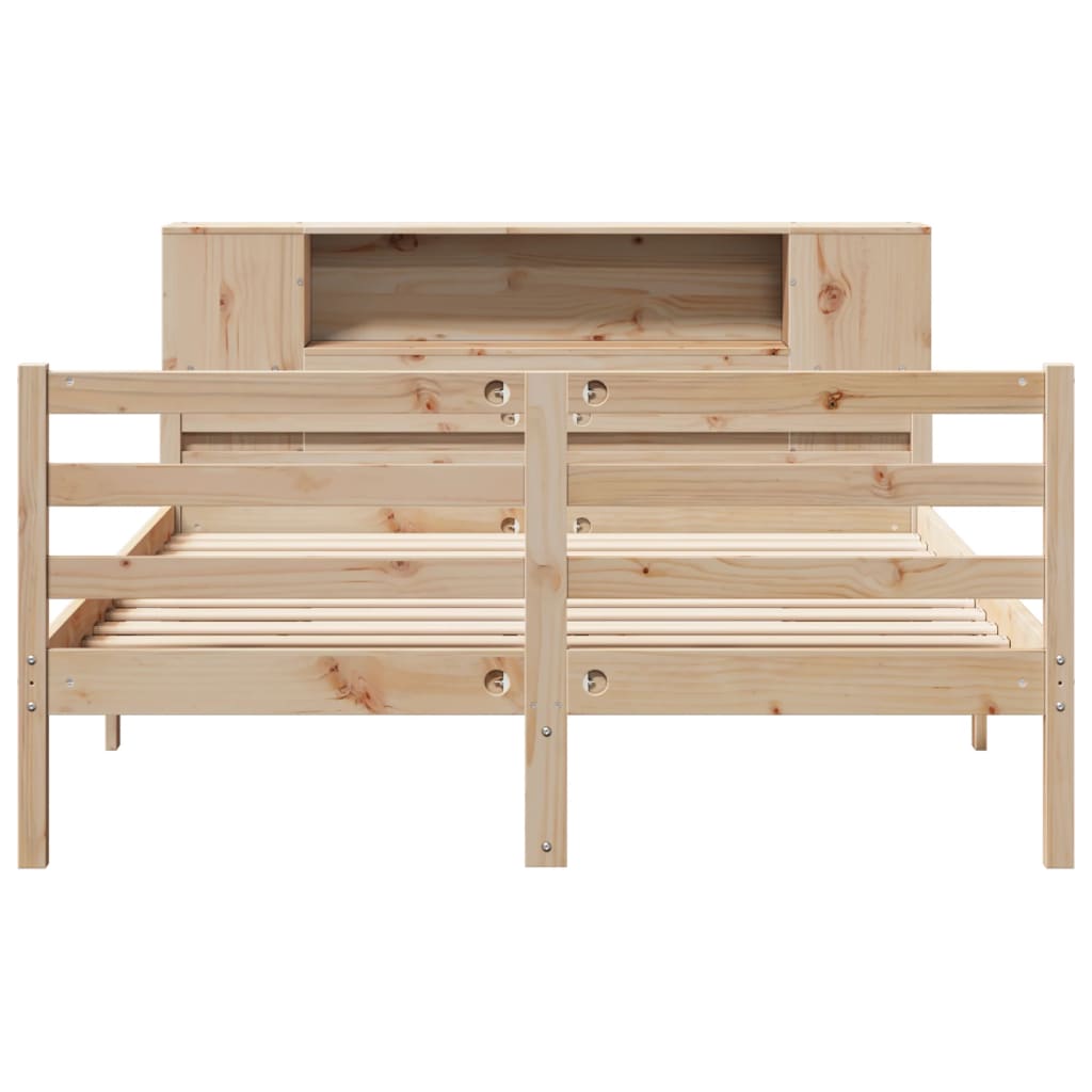 Lit Bibliothèque Sans Matelas 135X190 Cm Bois De Pin Massif