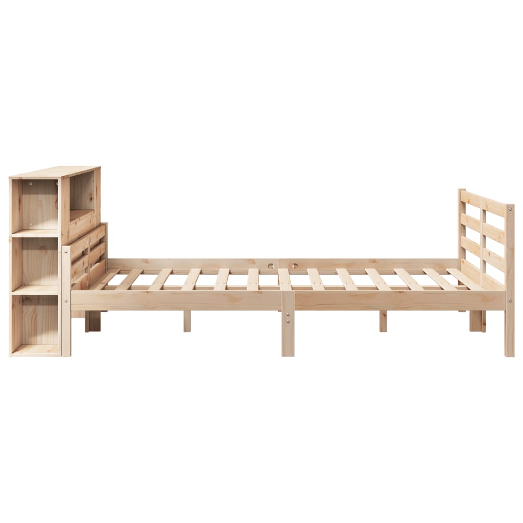 Lit Bibliothèque Sans Matelas 135X190 Cm Bois De Pin Massif