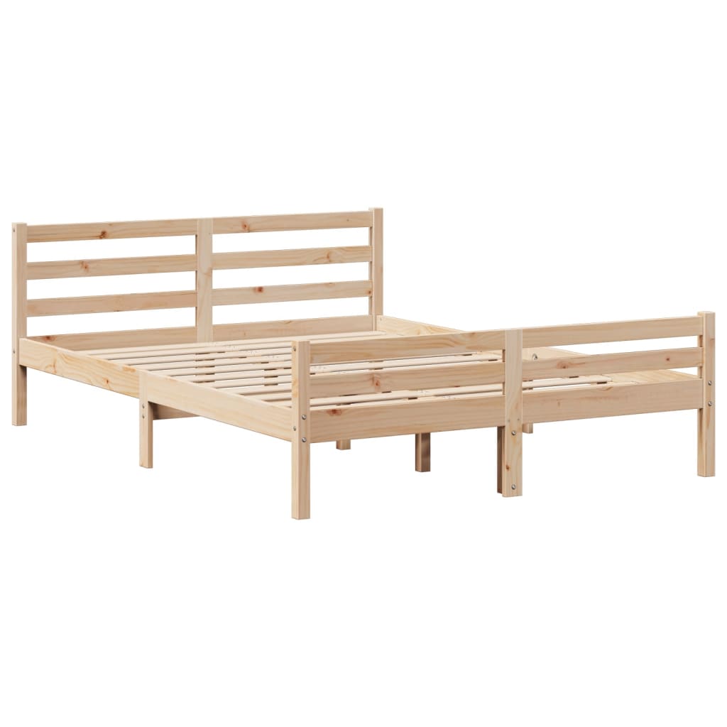 Lit Bibliothèque Sans Matelas 135X190 Cm Bois De Pin Massif