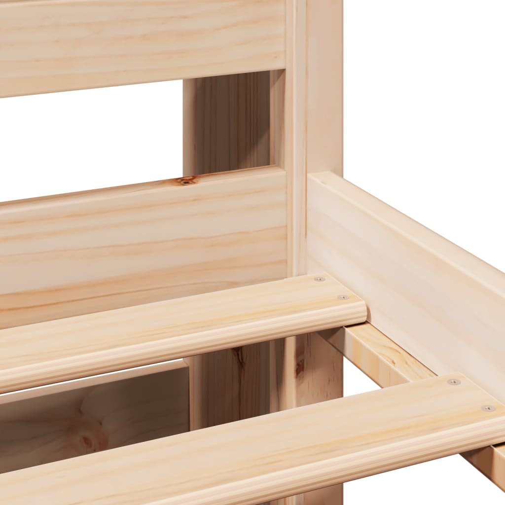 Lit Bibliothèque Sans Matelas 135X190 Cm Bois De Pin Massif