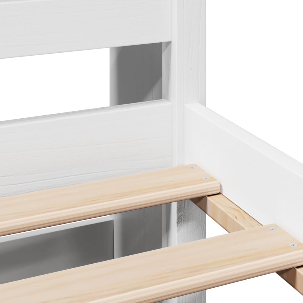 Lit Bibliothèque Sans Matelas Blanc 150X200 Cm Bois Pin Massif