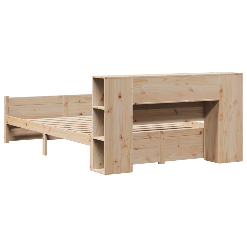 Lit Bibliothèque Sans Matelas 135X190 Cm Bois De Pin Massif