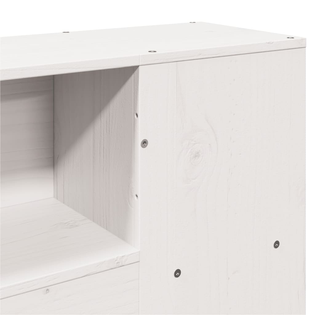 Lit Bibliothèque Sans Matelas Blanc 150X200 Cm Bois Pin Massif
