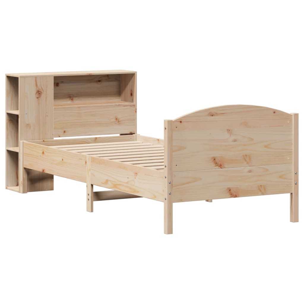 Lit Bibliothèque Sans Matelas 75X190 Cm Bois De Pin Massif