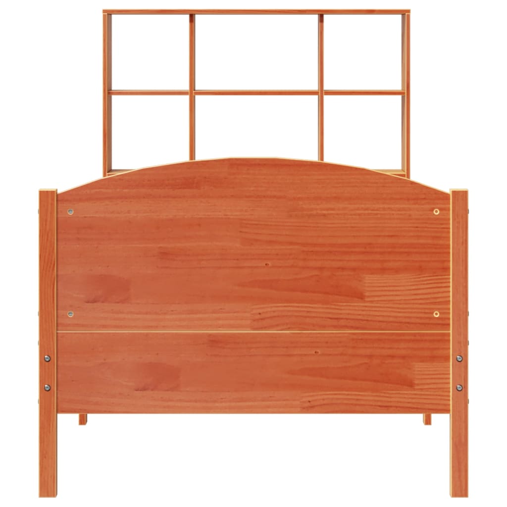 Lit Bibliothèque Sans Matelas Cire Marron 75X190 Cm Pin Massif