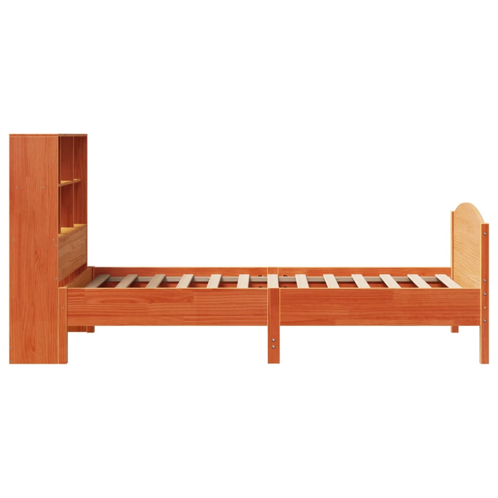Lit Bibliothèque Sans Matelas Cire Marron 75X190 Cm Pin Massif