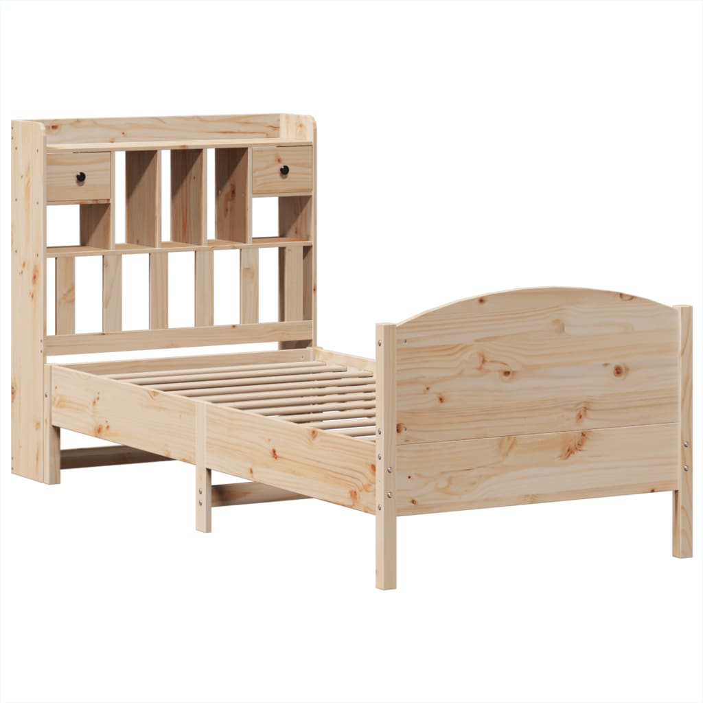 Lit Bibliothèque Sans Matelas 100X200 Cm Bois Massif De Pin