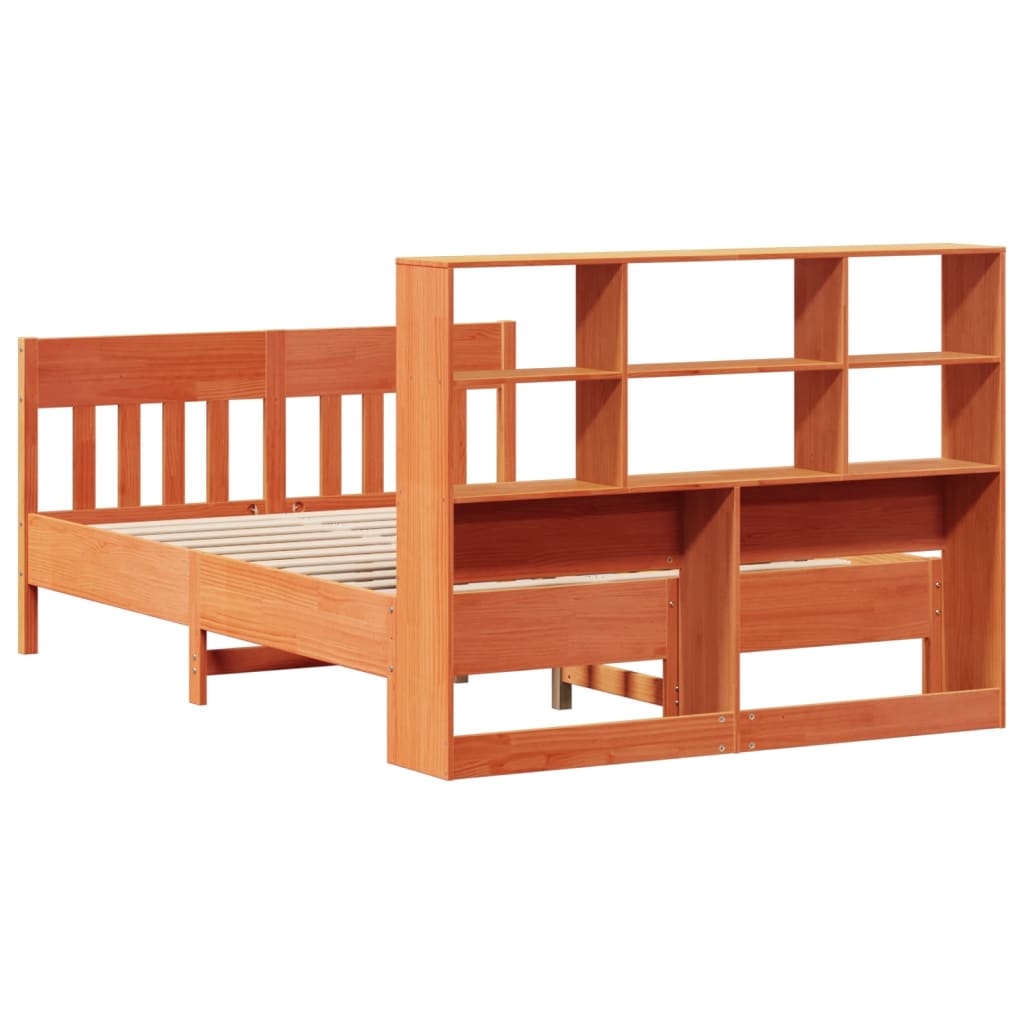 Cadre De Lit Sans Matelas Cire Marron 160X200Cm Bois Pin Massif