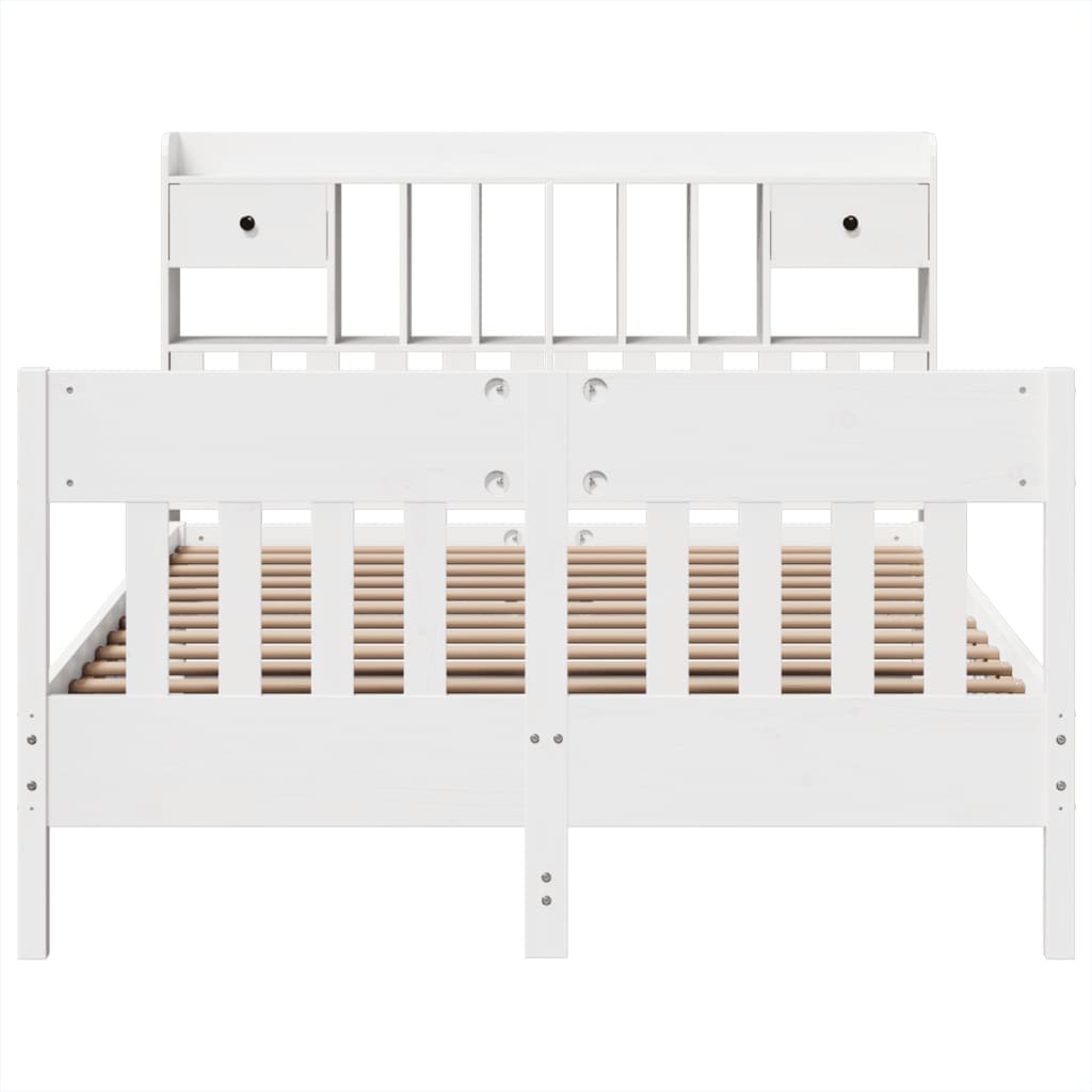Cadre De Lit Sans Matelas Blanc 160X200 Cm Bois De Pin Massif