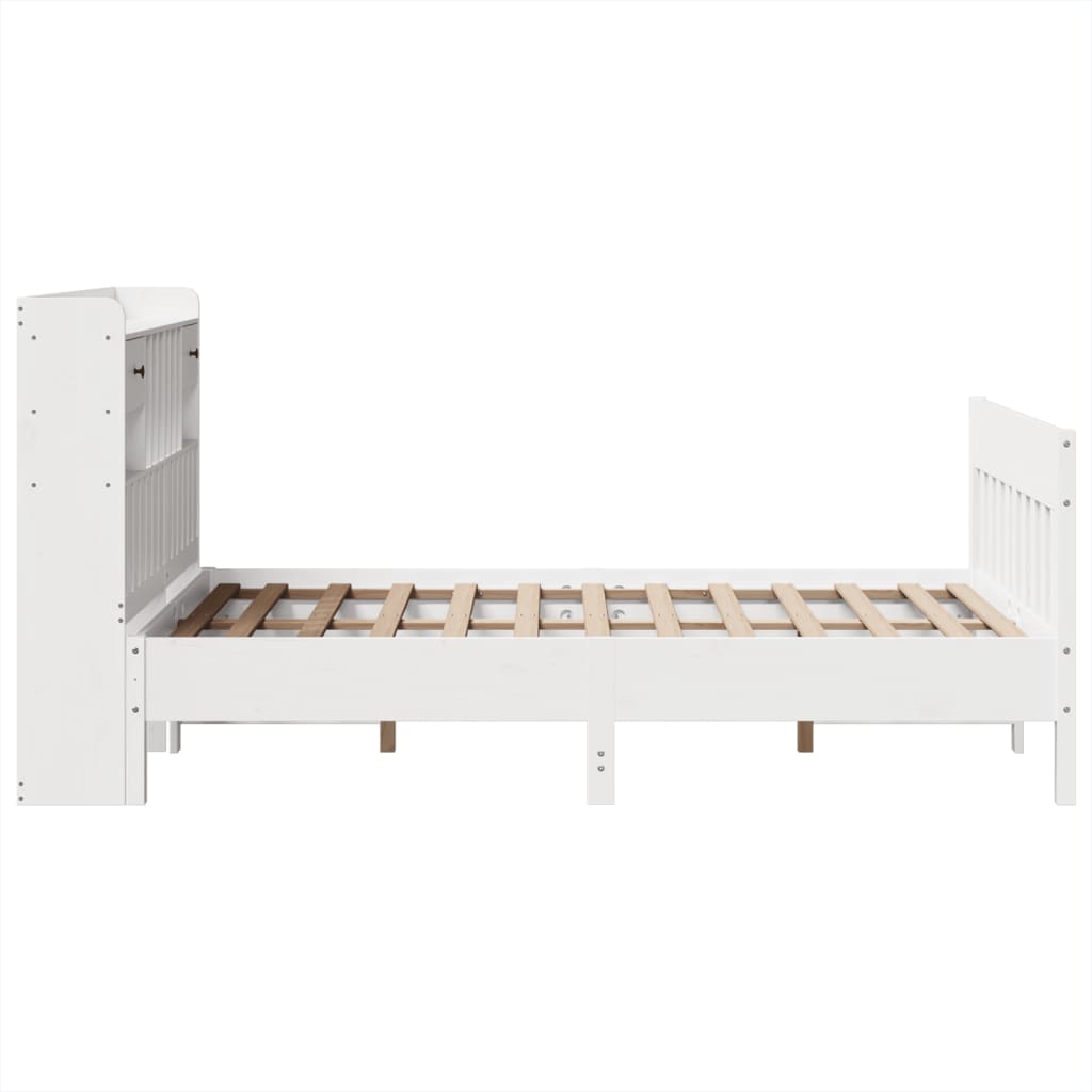Cadre De Lit Sans Matelas Blanc 135X190 Cm Bois De Pin Massif