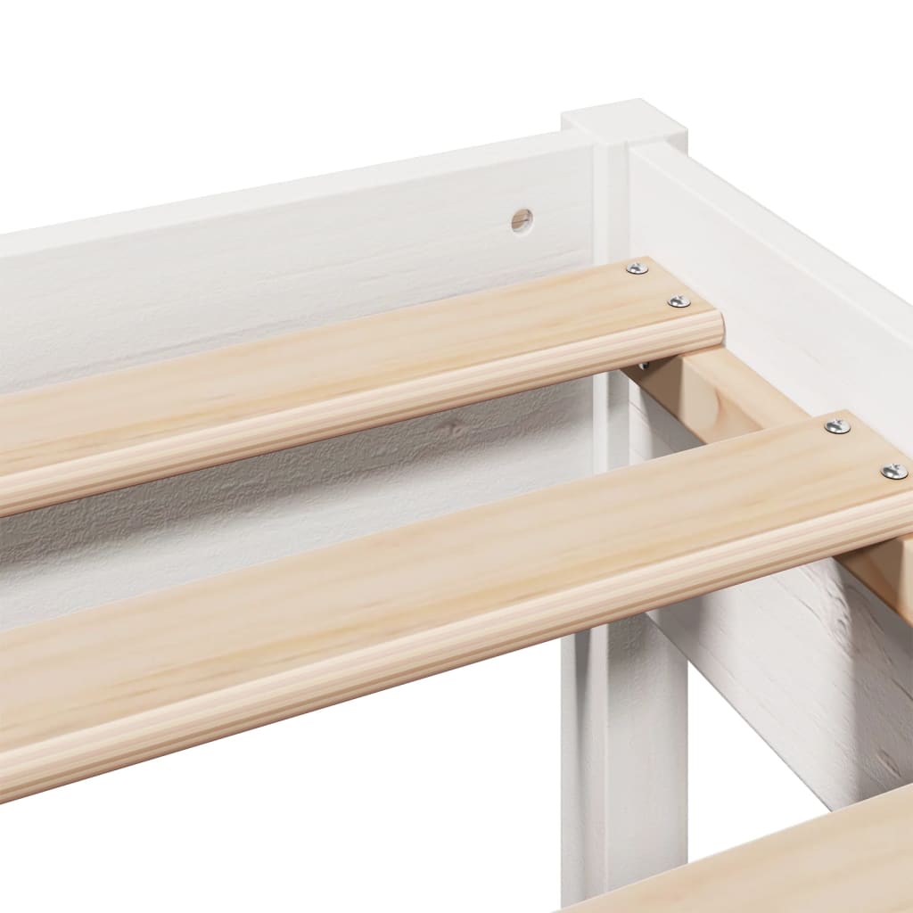 Cadre De Lit Sans Matelas Blanc 150X200 Cm Bois De Pin Massif