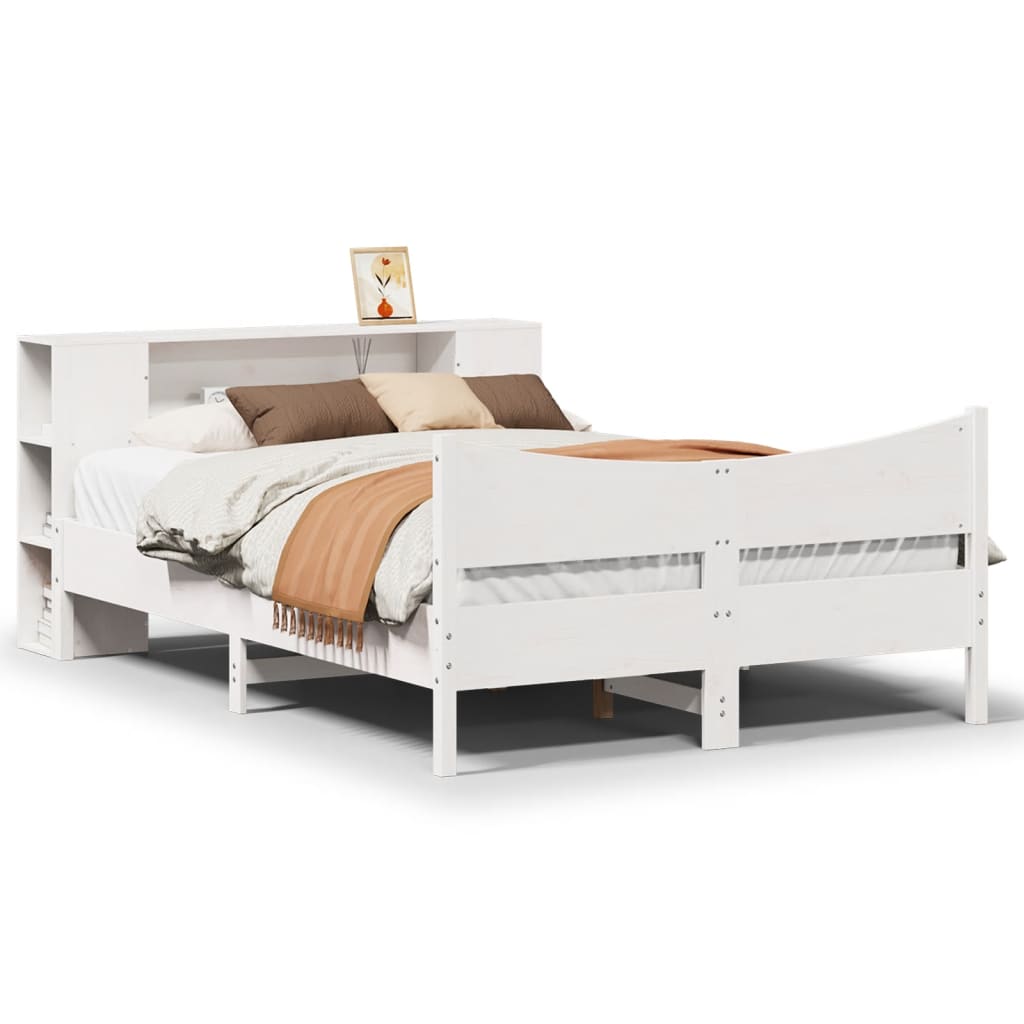 Cadre De Lit Sans Matelas Blanc 140X190 Cm Bois De Pin Massif