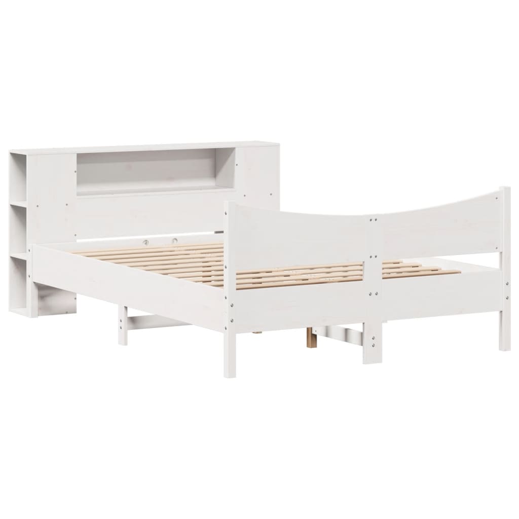 Cadre De Lit Sans Matelas Blanc 140X190 Cm Bois De Pin Massif