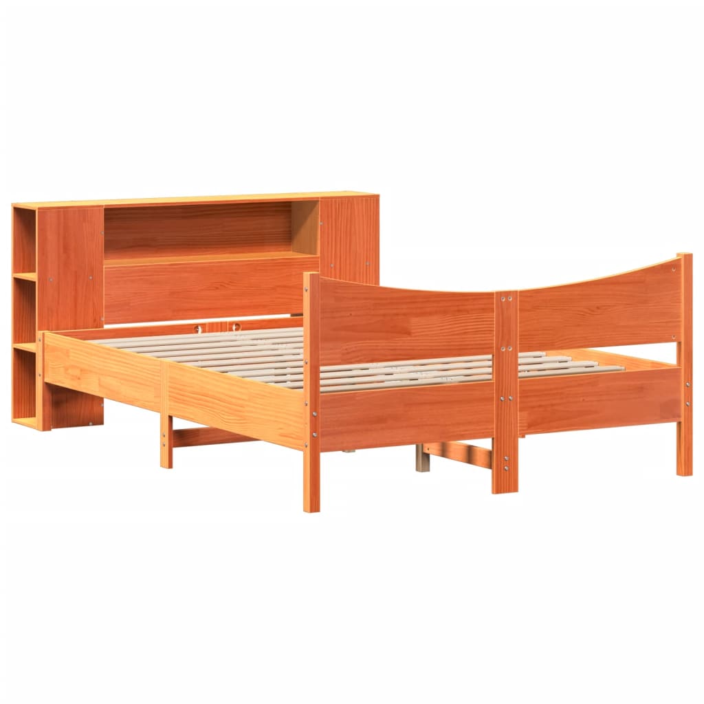 Cadre De Lit Sans Matelas Cire Marron 135X190Cm Bois Pin Massif