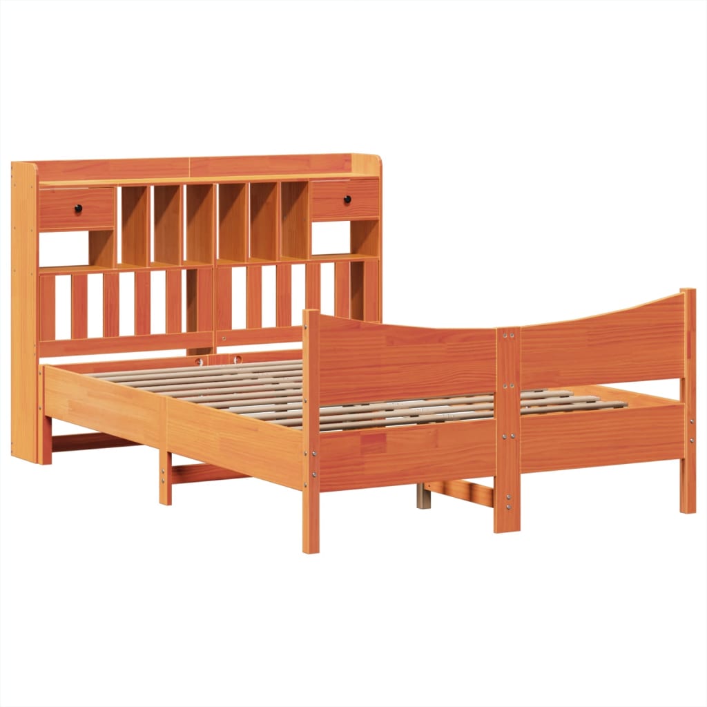Cadre De Lit Sans Matelas Cire Marron 160X200Cm Bois Pin Massif