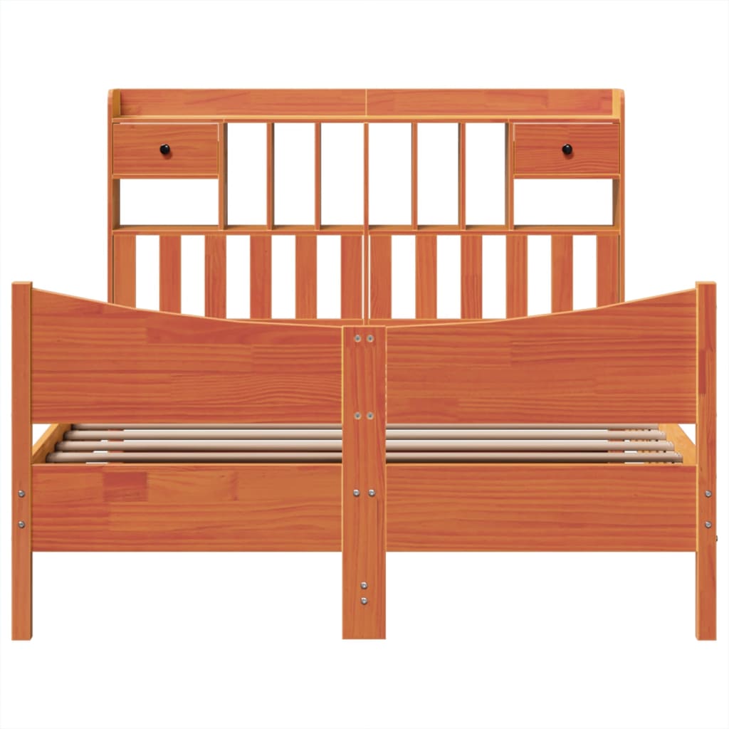 Cadre De Lit Sans Matelas Cire Marron 160X200Cm Bois Pin Massif