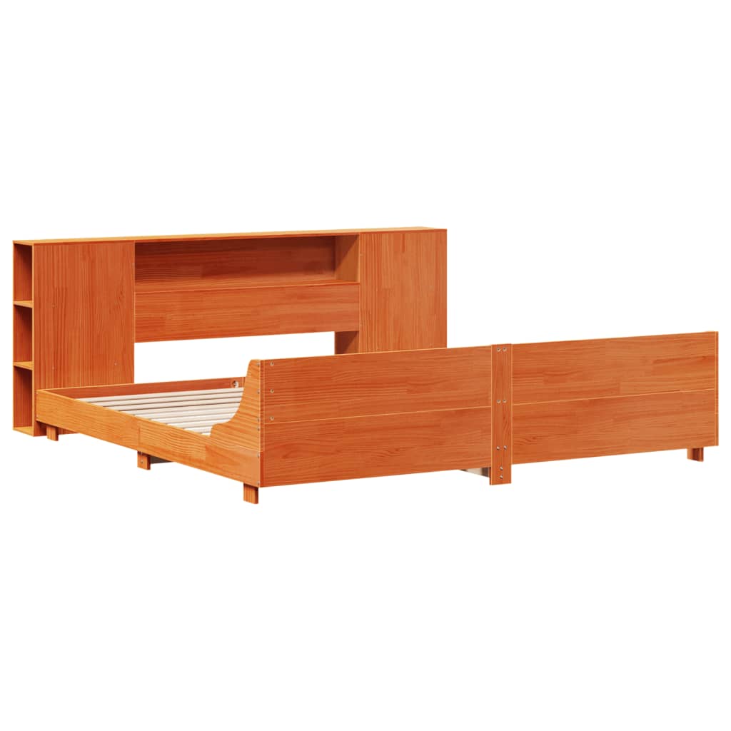 Cadre De Lit Sans Matelas Cire Marron 180X200Cm Bois Pin Massif