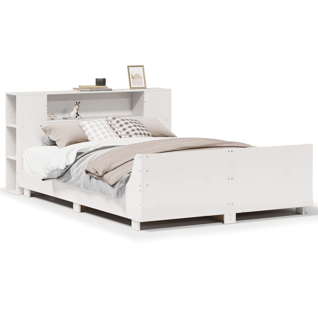 Cadre De Lit Sans Matelas Blanc 150X200 Cm Bois De Pin Massif
