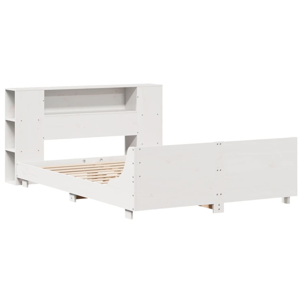 Cadre De Lit Sans Matelas Blanc 150X200 Cm Bois De Pin Massif