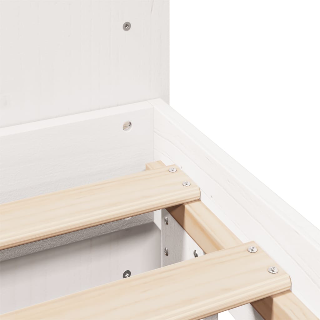 Cadre De Lit Sans Matelas Blanc 150X200 Cm Bois De Pin Massif