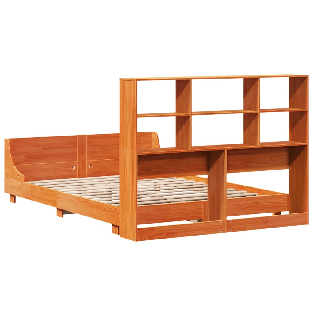 Cadre De Lit Sans Matelas Cire Marron 150X200Cm Bois Pin Massif