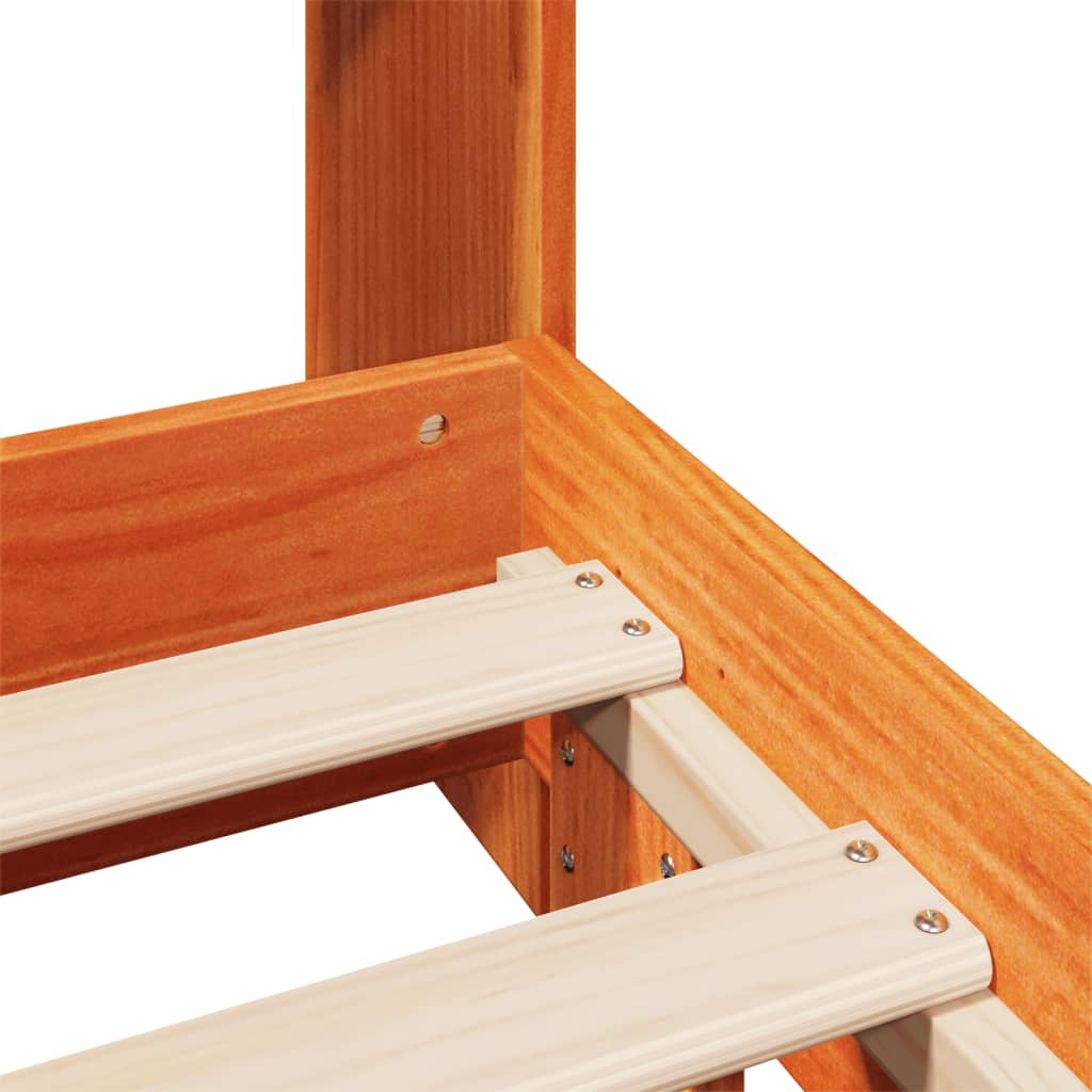 Cadre De Lit Sans Matelas Cire Marron 150X200Cm Bois Pin Massif
