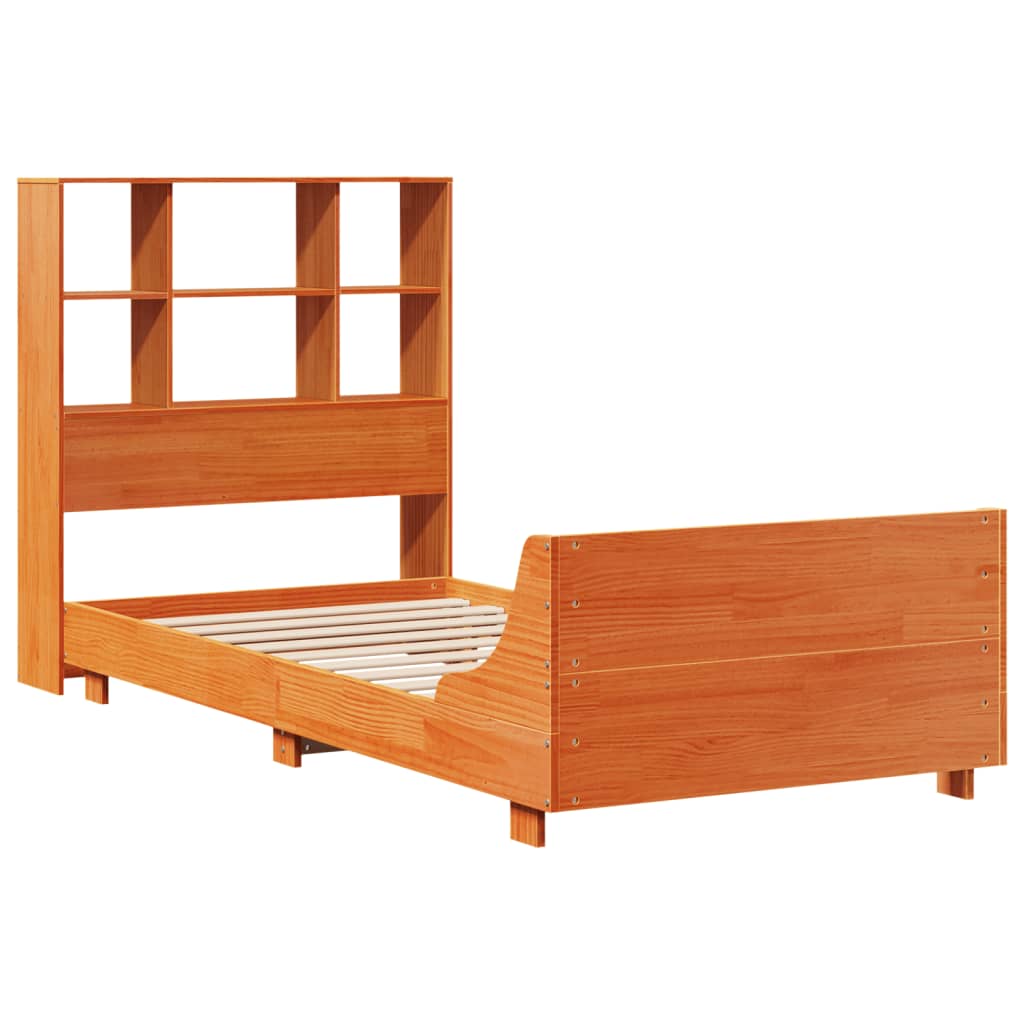 Cadre De Lit Sans Matelas Cire Marron 100X200Cm Bois Pin Massif