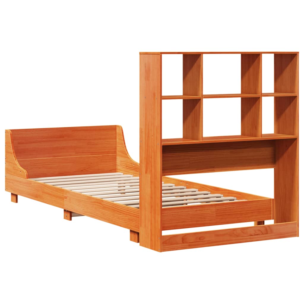 Cadre De Lit Sans Matelas Cire Marron 100X200Cm Bois Pin Massif