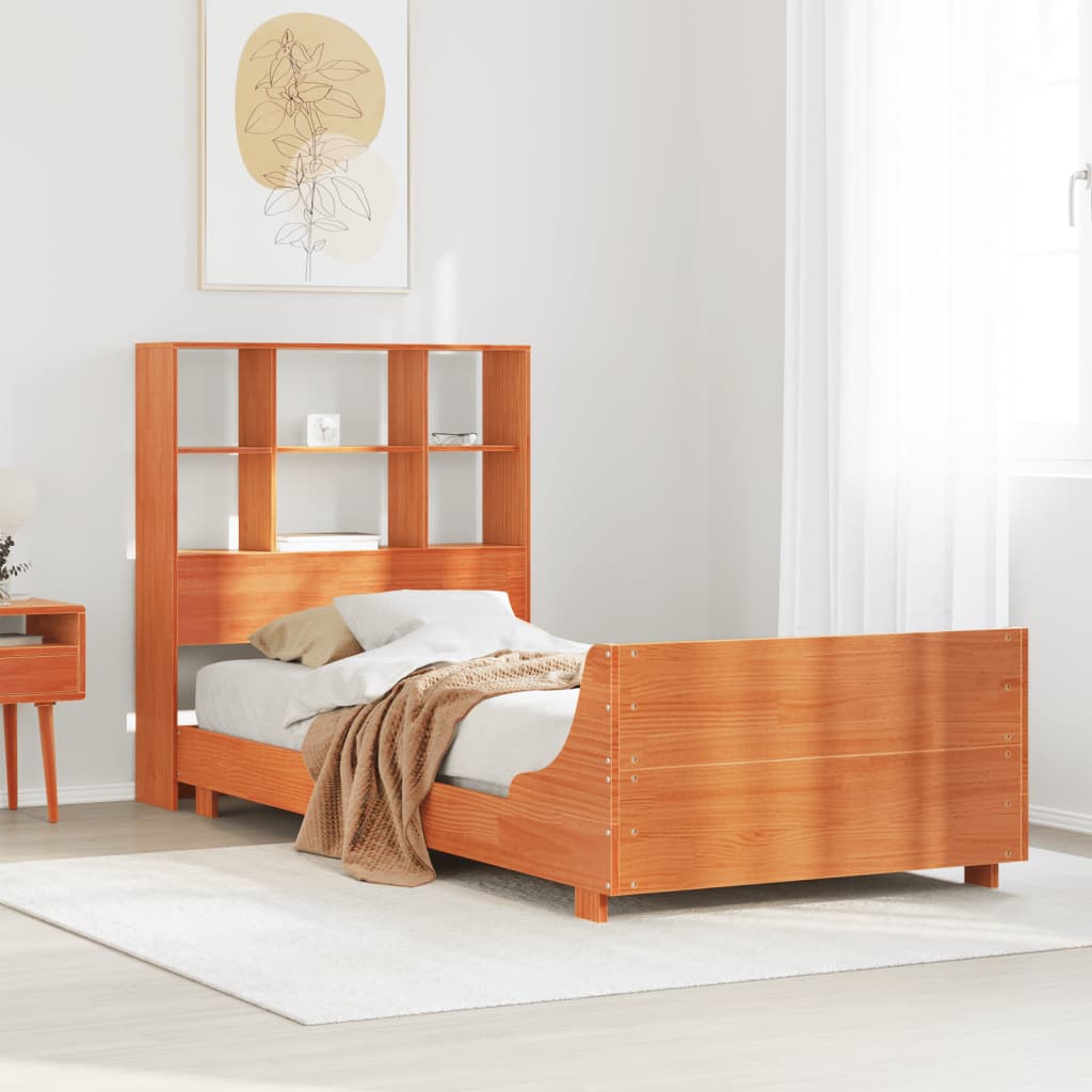 Cadre De Lit Sans Matelas Cire Marron 100X200Cm Bois Pin Massif