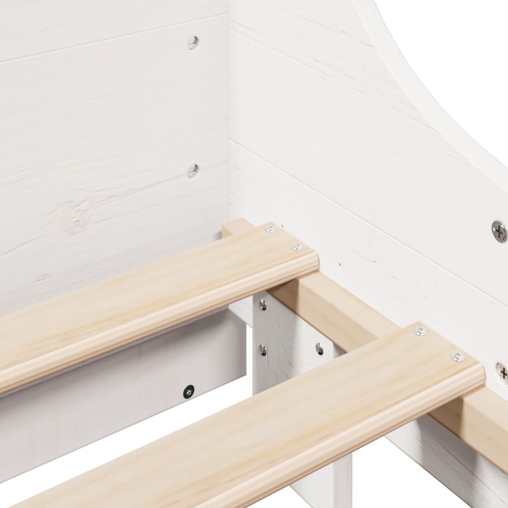 Cadre De Lit Sans Matelas Blanc 150X200 Cm Bois De Pin Massif