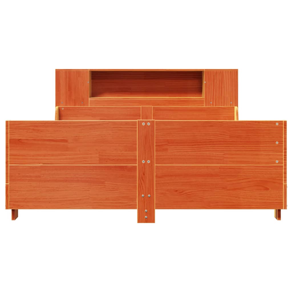Cadre De Lit Sans Matelas Cire Marron 135X190Cm Bois Pin Massif
