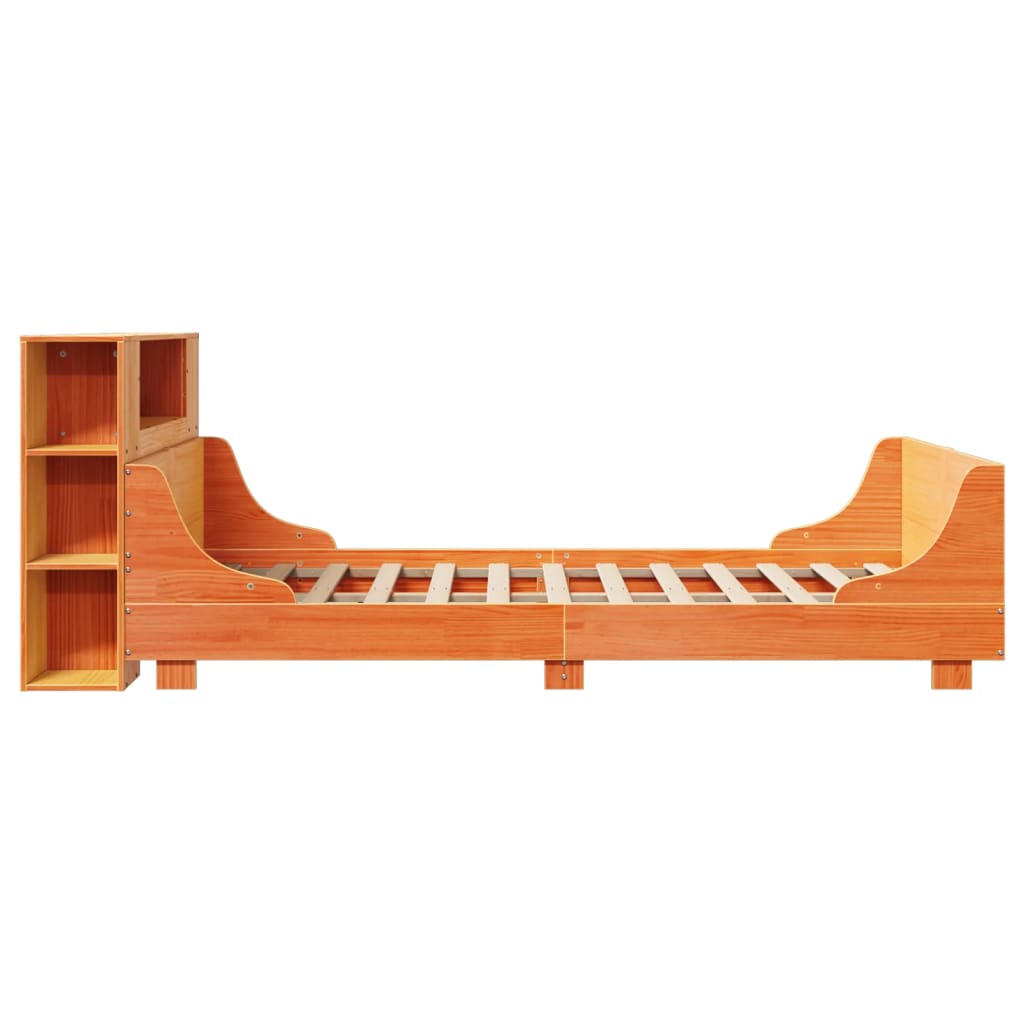 Cadre De Lit Sans Matelas Cire Marron 135X190Cm Bois Pin Massif