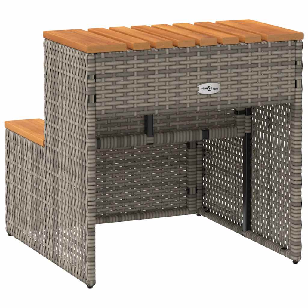 Marche Bain À Remous Gris 50X50X50,5Cm Polyrotin Acacia Massif