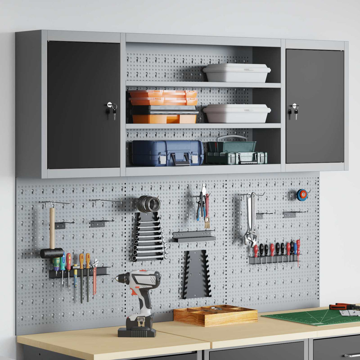 Ensemble D'armoires À Outils 4 Pc Acier Enduit De Poudre