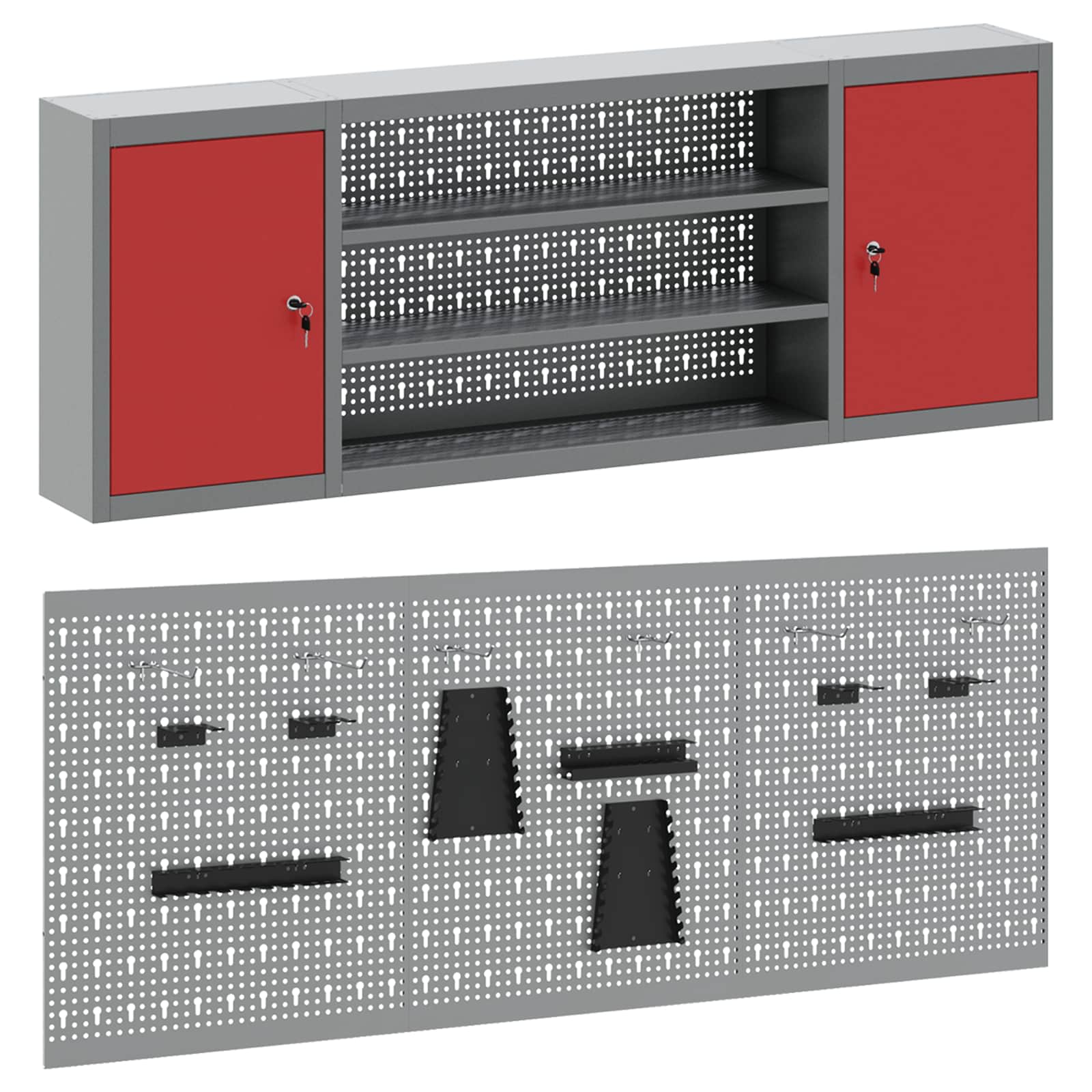 Ensemble D'armoires À Outils 4 Pc Acier Enduit De Poudre