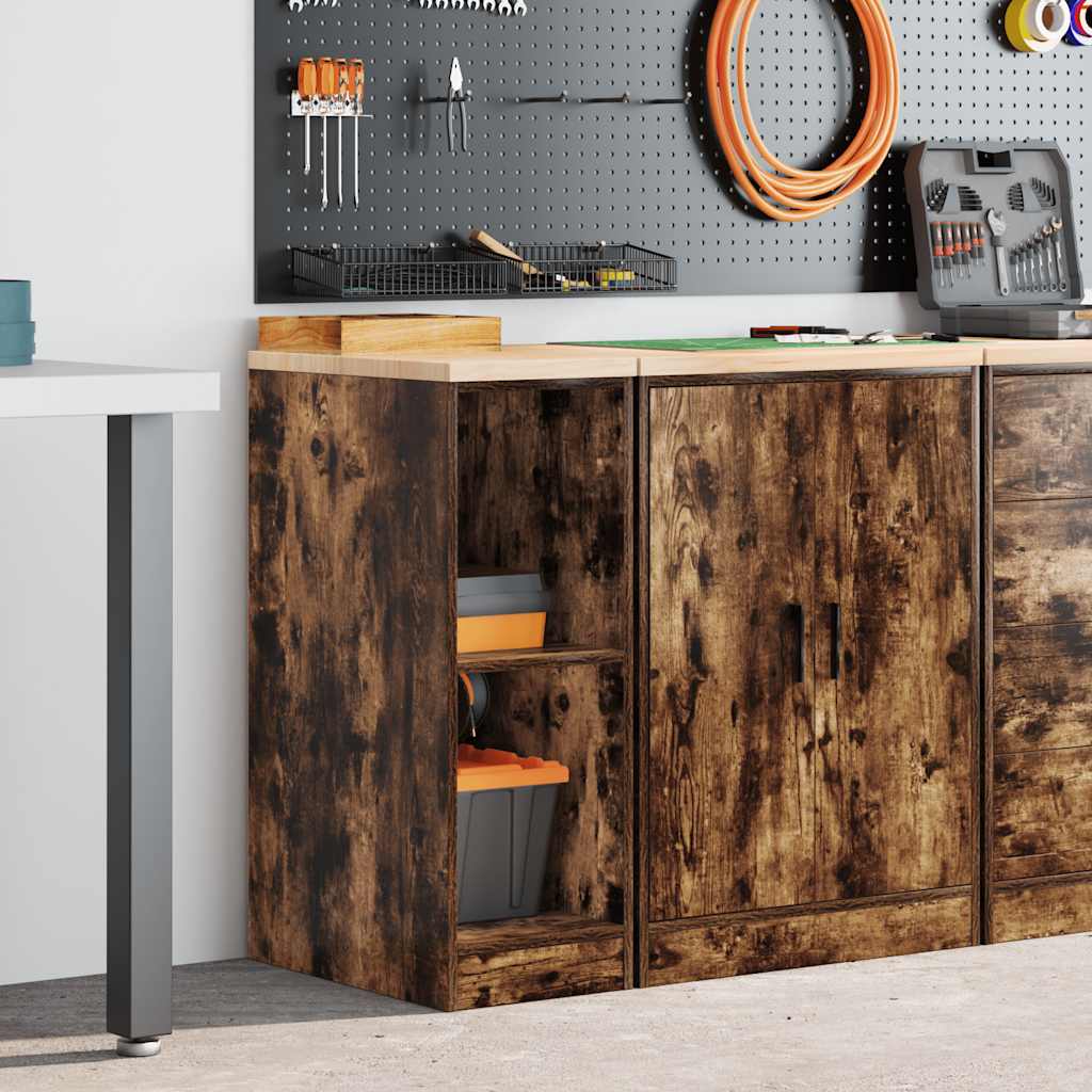 Armoire De Rangement De Garage Bois Pin Chêne Fumé