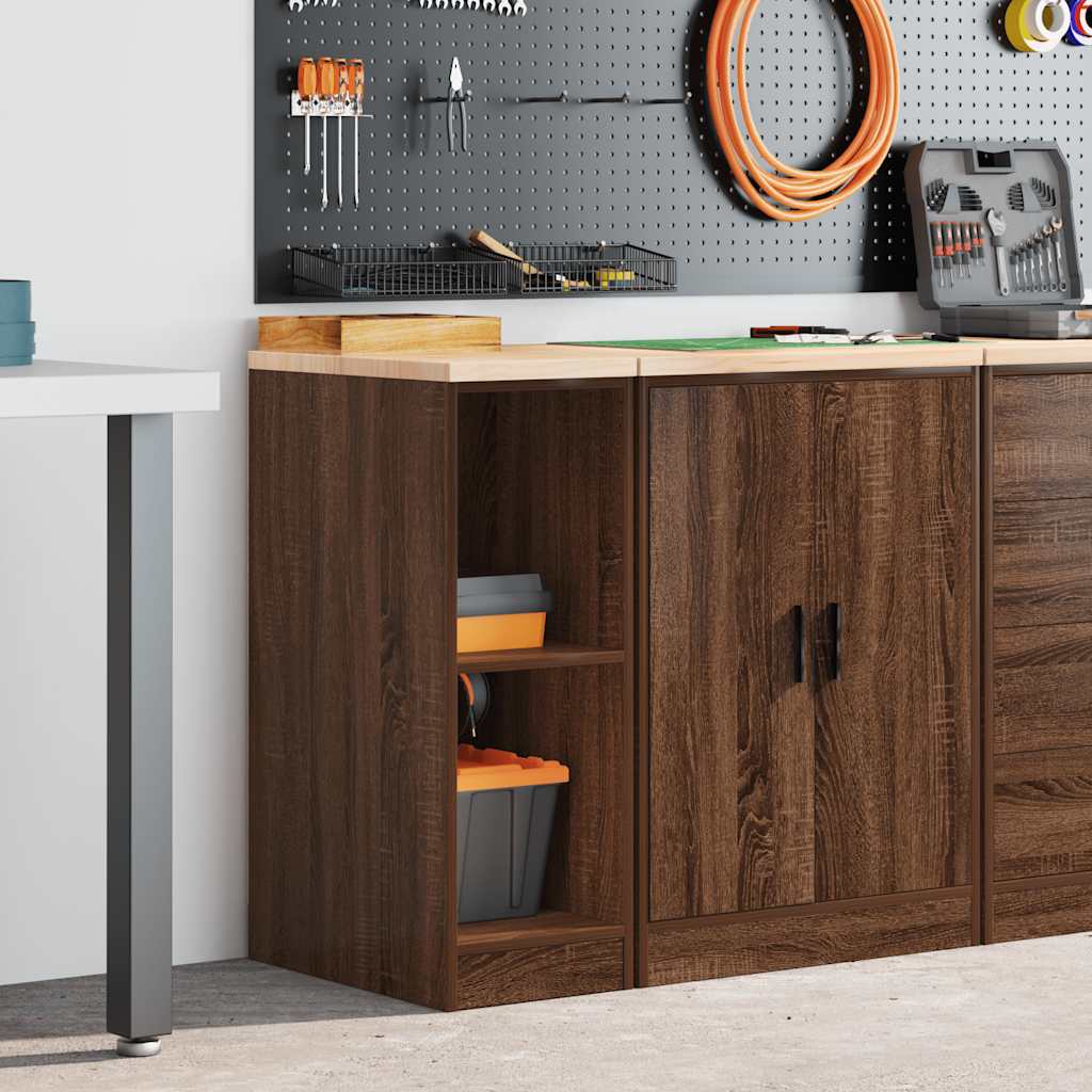 Armoire De Rangement De Garage 30X51X85Cm Bois Pin Chêne Marron