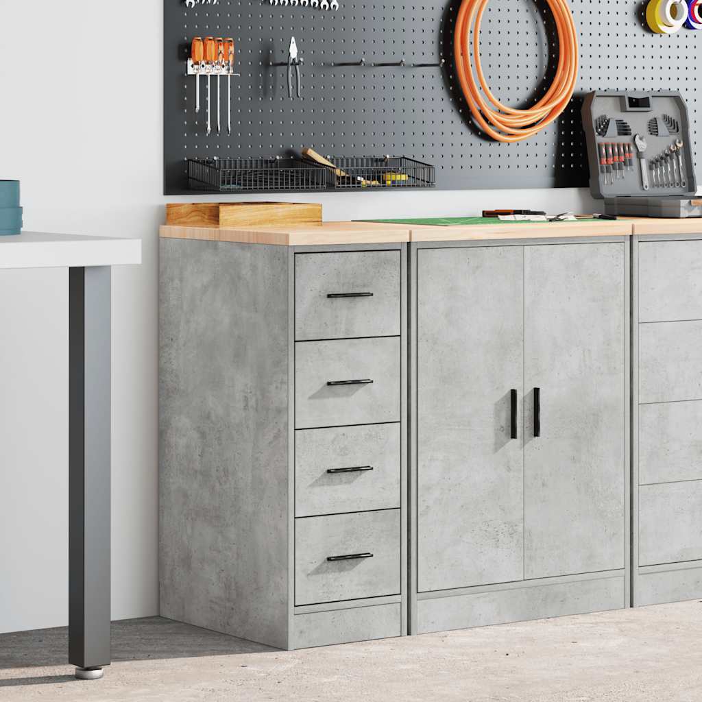 Armoire De Rangement De Garage Bois Pin Gris Béton