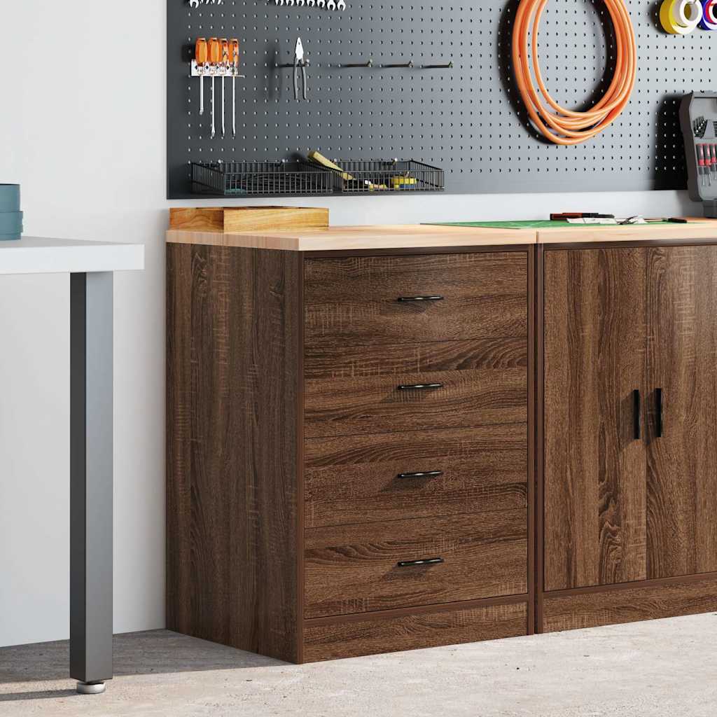 Armoire De Rangement De Garage 30X51X85Cm Bois Pin Chêne Marron