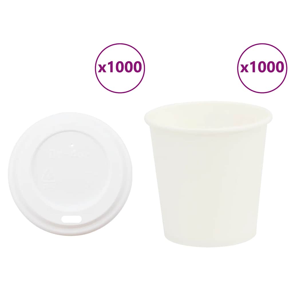 Tasses À Café En Papier Avec Couvercles 1000 Pcs 4Oz 100Ml
