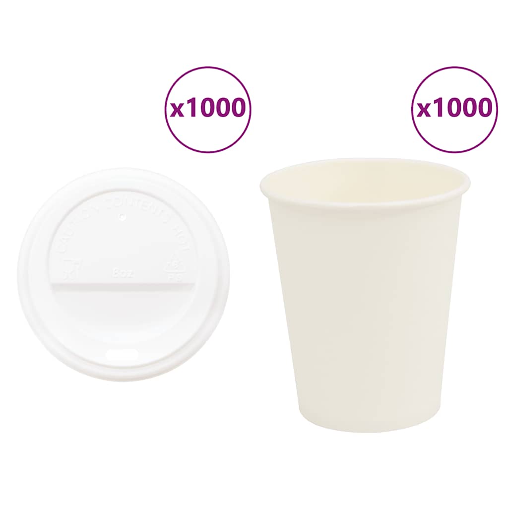 Tasses À Café En Papier Avec Couvercles 1000 Pcs 4Oz 100Ml