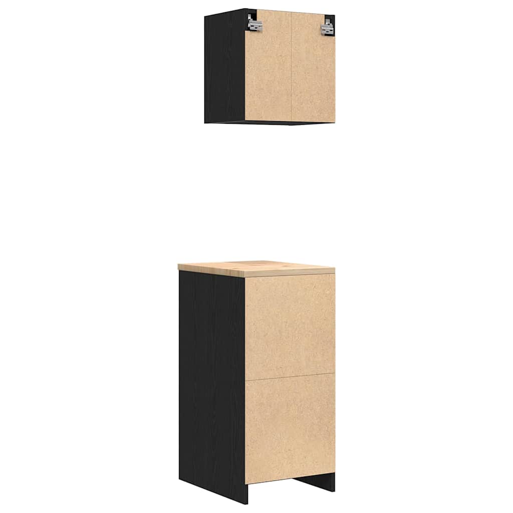 Armoires De Garage 2 Pcs Bois D'ingénierie Noir