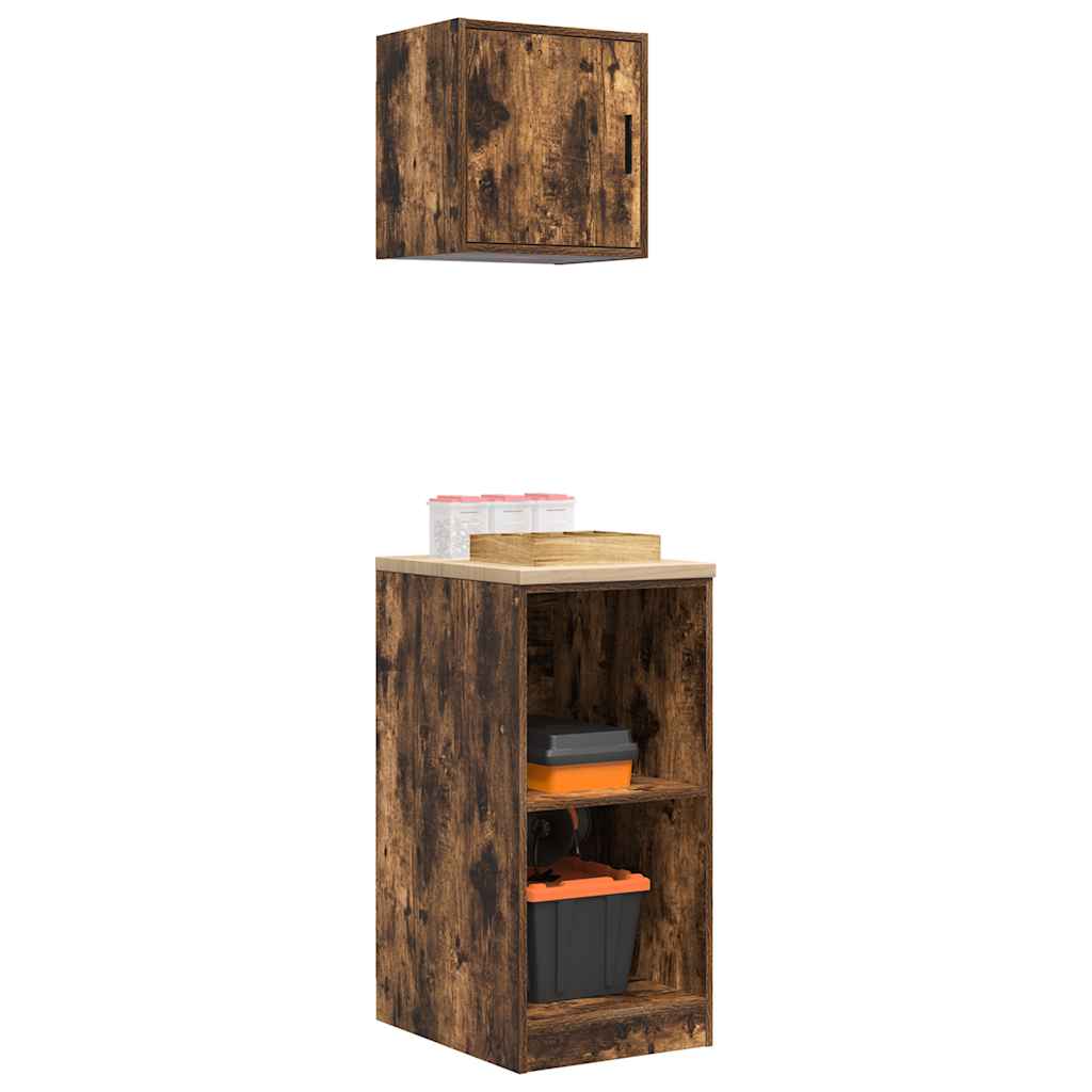 Armoires De Garage 2 Pcs Bois D'ingénierie Chêne Fumé