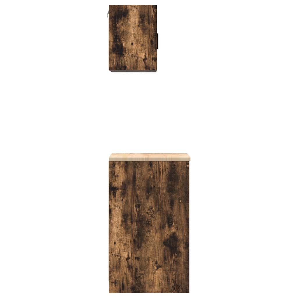 Armoires De Garage 2 Pcs Bois D'ingénierie Chêne Fumé