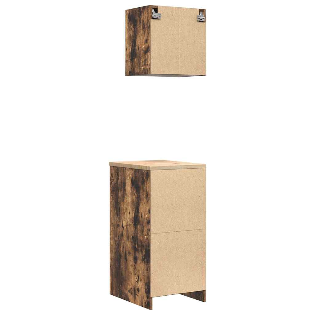 Armoires De Garage 2 Pcs Bois D'ingénierie Chêne Fumé