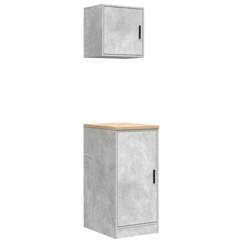Armoires De Garage 2 Pcs Bois D'ingénierie Gris Béton