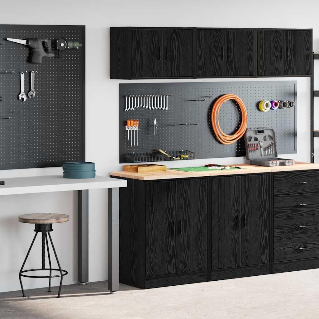 Armoires De Garage 2 Pcs Bois D'ingénierie Noir