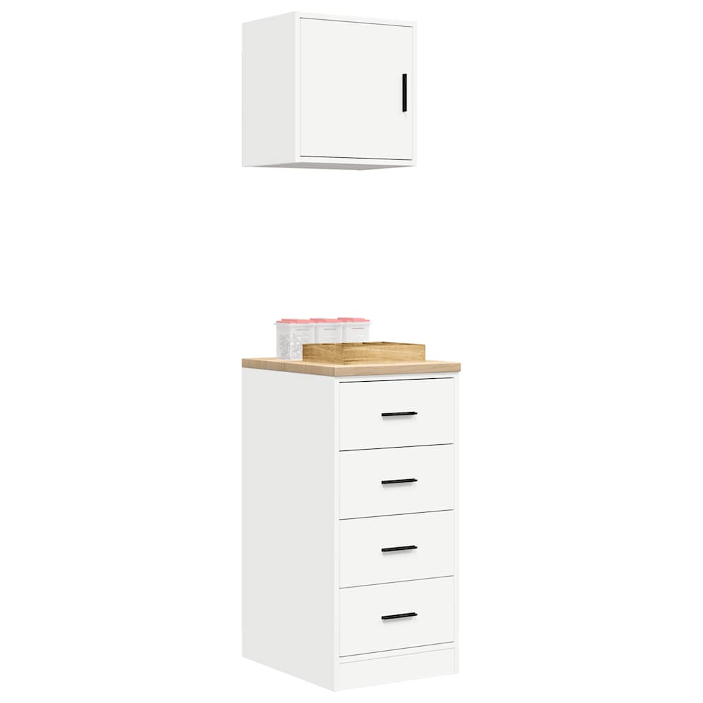 Armoires De Garage 2 Pcs Bois D'ingénierie Blanc