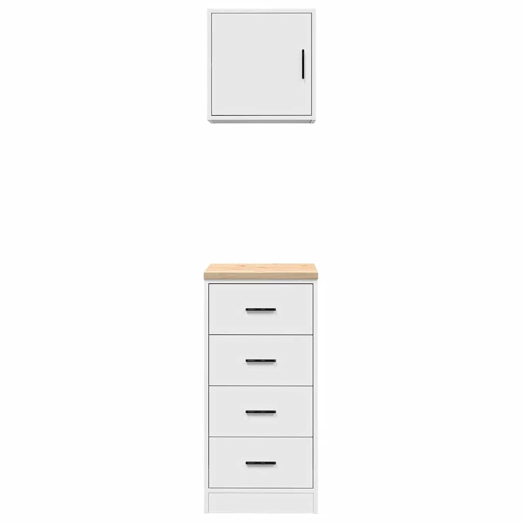 Armoires De Garage 2 Pcs Bois D'ingénierie Blanc