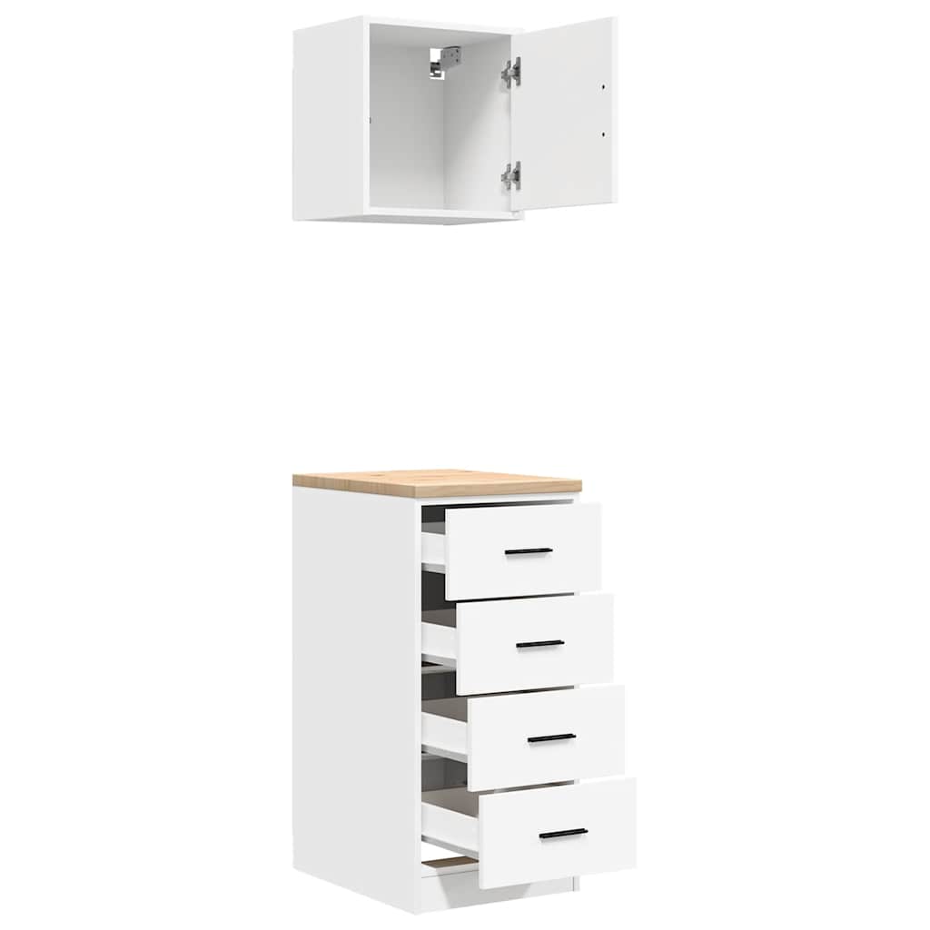 Armoires De Garage 2 Pcs Bois D'ingénierie Blanc